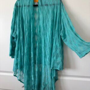 Ruby Rd. turquoise woven lightweight jacket - size 2X Plus